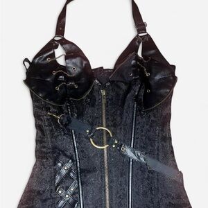 Black and Gold Embellished Bustier Top